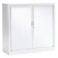 Armoire basse à rideaux en métal blanc, 105 cm de hauteur, compatible avec le système de classement Novaclass