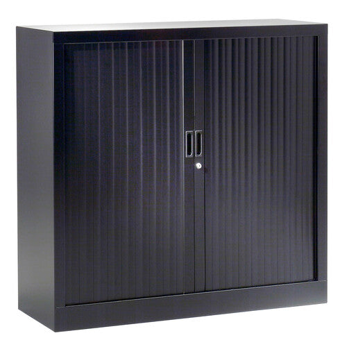 Armoire basse à rideaux en métal noir, 105 cm de hauteur, compatible avec le système de classement Novaclass