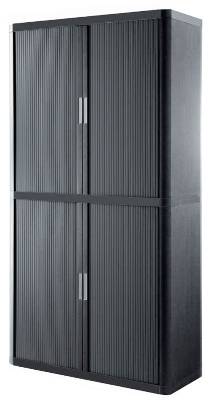 Armoire haute en plastique entièrement anthracite avec rideau anthracite, 204 cm de hauteur, livrée en kit