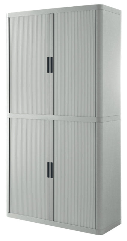 Armoire haute en plastique entièrement blanche avec rideau blanc, 204 cm de hauteur, livrée en kit