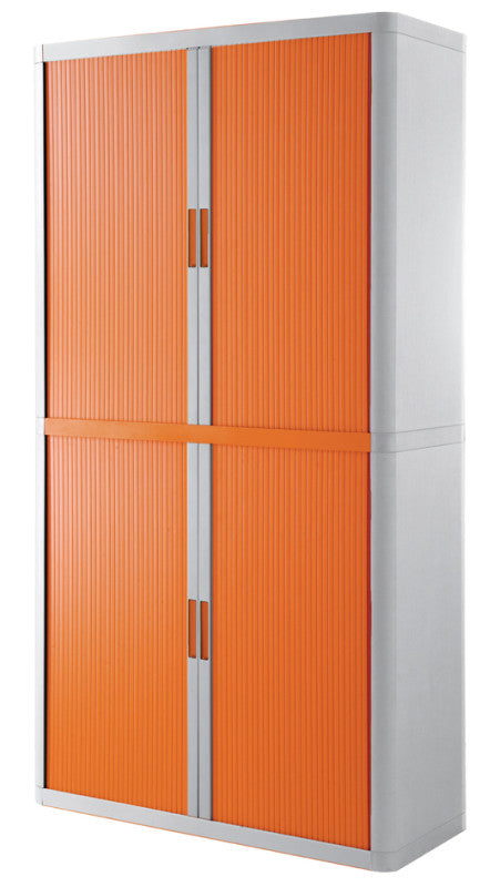 Armoire haute en plastique blanche à rideau orange, 204 cm de hauteur, livrée en kit