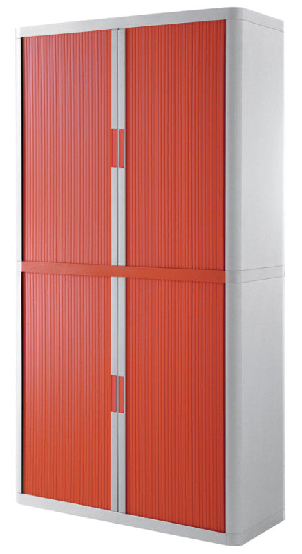 Armoire haute en plastique blanche à rideau rouge, 204 cm de hauteur, livrée en kit