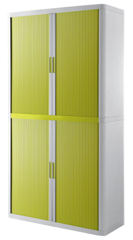 Armoire haute en plastique blanche à rideau vert, 204 cm de hauteur, livrée en kit