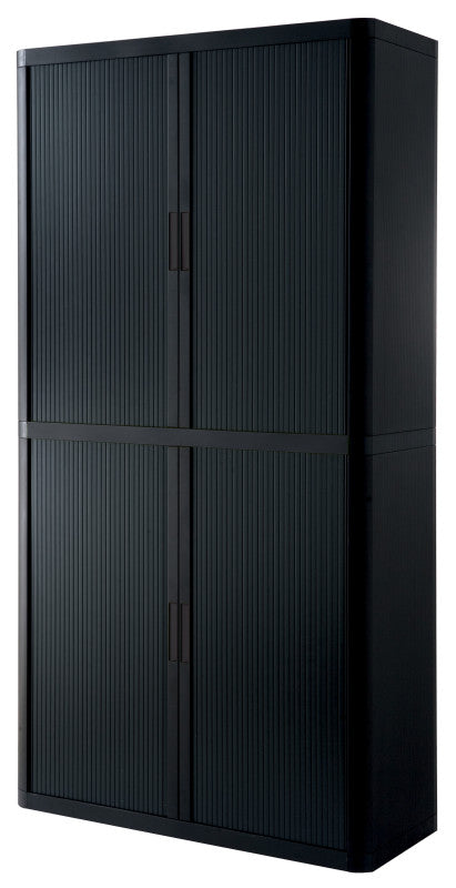 Armoire haute en plastique entièrement noire avec rideau noir, 204 cm de hauteur, livrée en kit