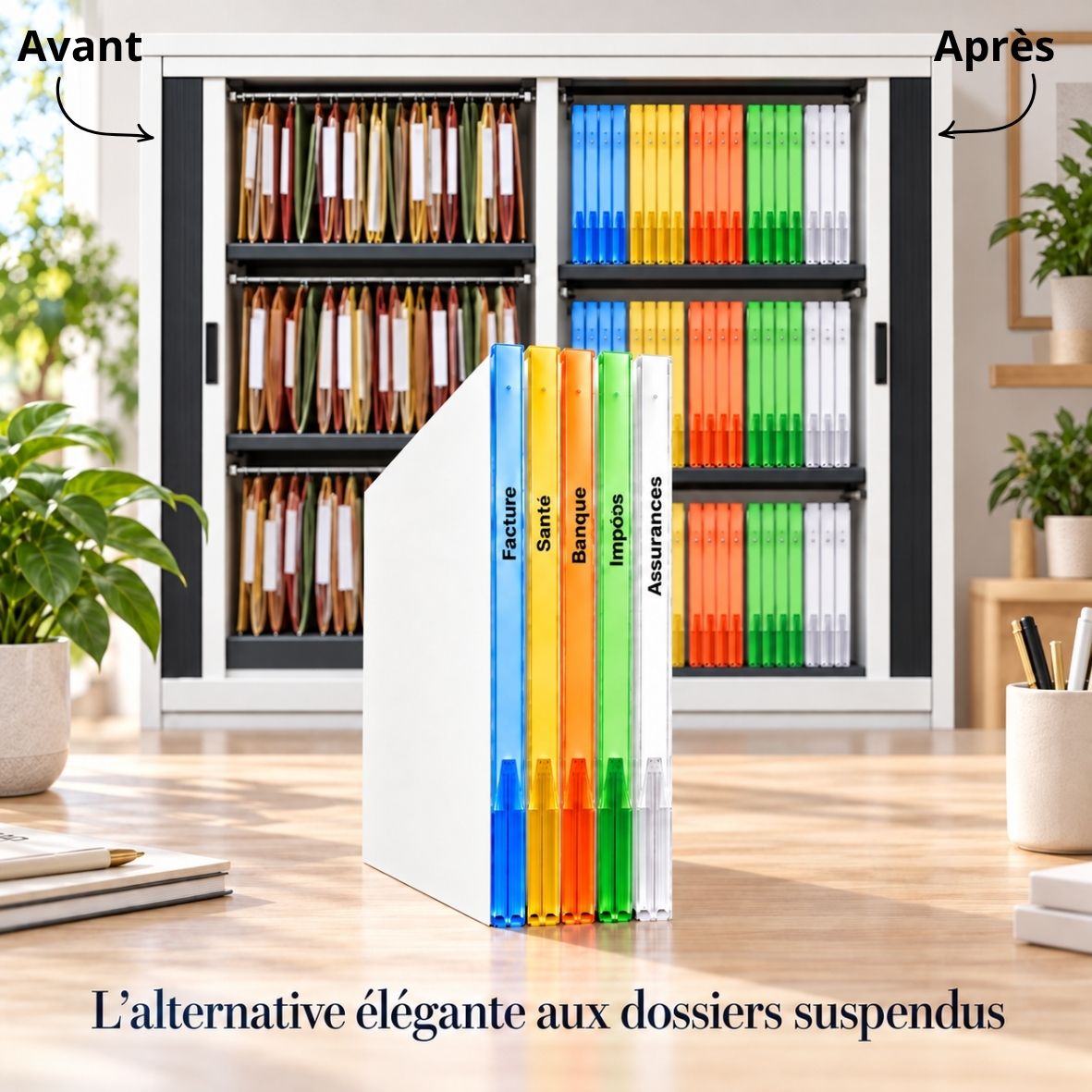 Kit de rangement Novaclass : 50 chemises de classement assemblées, rail Novastrip et supports Novatab