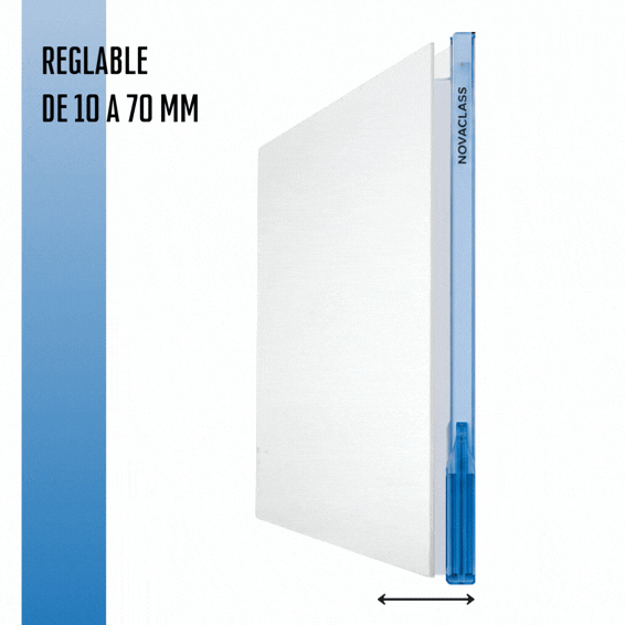 Animation du réglage en profondeur de la chemise Novaclass, fond ajustable de 1 à 7 cm jusqu'à 500 feuilles A4